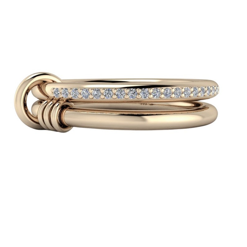Connected Stacking Rings, Gold Multi-ring Band, Diamond Linked Rings - Etsy