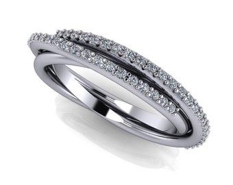 0.25 CTW Round Forever One Moissanite Trinity Twist Wedding Band