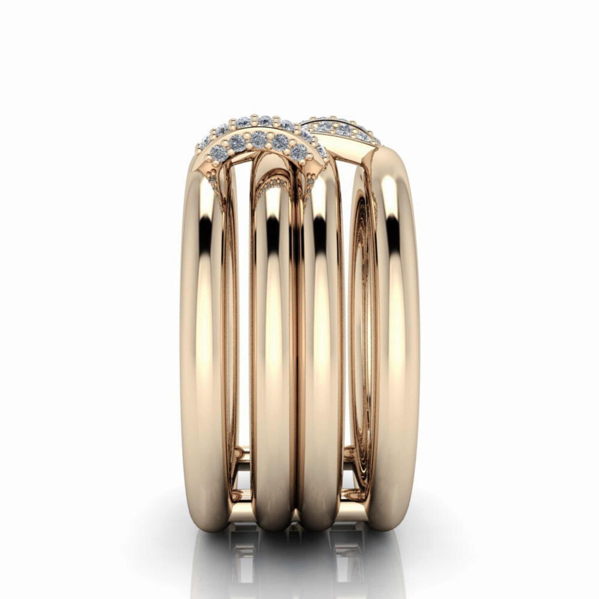 Anniversary Band Connected Rings, Diamond Ring, Gold Linked Rings ...