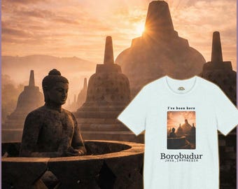 Camiseta del Templo de Borobudur, Indonesia / Camiseta con silueta de Java de temática zen espiritual