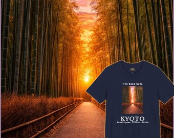 Camiseta del Bosque de Bambú de Arashiyama, Kioto, Camiseta minimalista con paisaje japonés