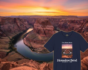 Camiseta Horseshoe Bend Arizona, camiseta con estampado minimalista de paisaje.