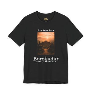 Borobudur Java T-Shirt | Minimalist Indonesia Travel Tee | Aesthetic Sunrise Silhouette Shirt | Historical Monument Souvenir