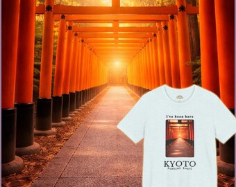 Camiseta del Santuario Fushimi Inari de Kioto, Camiseta minimalista con estampado de puerta Torii japonesa