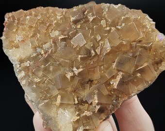 170g Natural Stone Dual Side Cubic Iridescent Rainbow Fluorite Crystal Cluster Mineral Specimen From Balochistan Pakistan