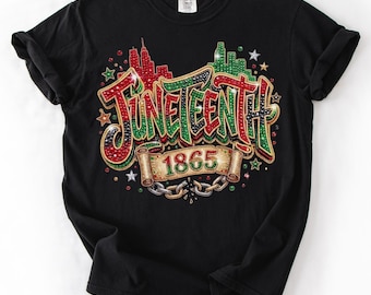 Juneteenth 1865 Shirt, Faux Rhinestone Bling Tee, Freedom Day Shirt, Black History Month Tee, African American Pride Tee