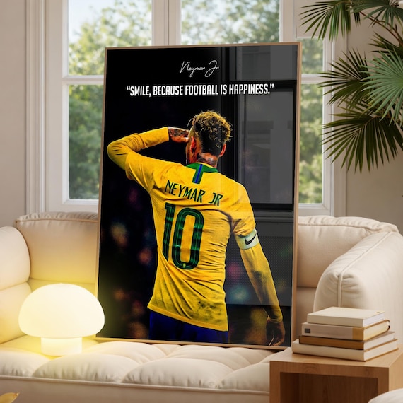 Neymar Jr Poster, Football Legend Wall Art, Soccer Art