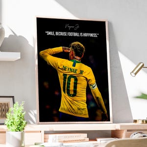Neymar Jr Poster, Fußballlegende Wandkunst, Fußballkunst Bild 5