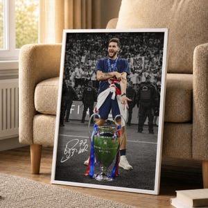 Pôster Khvicha Kvaratskhelia, pôster assinado por Kvara, pôster de futebol, presente para torcedor do PSG, decoração de futebol