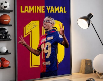 Lamine Yamal Poster, Signed Yamal Poster, Barcelona Poster, Soccer Wall Art, Football Fan Gift