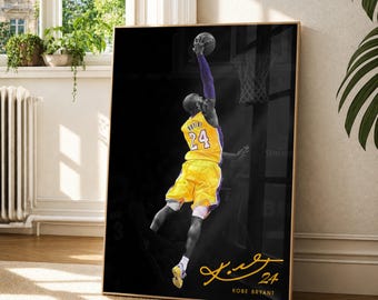 Póster de Kobe Bryant, Bryant Lakers, Lámina de baloncesto de la NBA enmarcada, Decoración de leyenda del baloncesto, Obra de arte deportiva, Arte de pared de Kobe, Pósteres icónicos, Icono