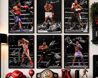Boxlegenden-Posterset: Mike Tyson, Muhammad Ali, Usyk, Manny Pacquiao, Mayweather, Canelo Alvarez – Box-Wandkunst