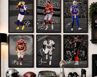 NFL-Poster-Set mit Mahomes, Allen, Jefferson, Kelce, Hill und Burrow – Football-Poster, Geschenkidee für NFL-Fans