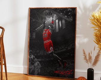 Póster de Michael Jordan, arte mural de baloncesto, imprimible motivacional, obra de arte inspiradora de atleta, decoración deportiva para el hogar.