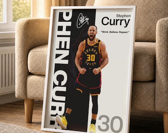 Póster de Stephen Curry, póster de pared de la NBA, descarga digital de baloncesto, impresión de póster de la NBA, decoración deportiva, póster de los Golden State Warriors, regalo de la NBA