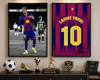 Lamine Yamal Poster-Set, Barcelona-Wandkunst, Fußball-Prints, Fußball-Dekoration