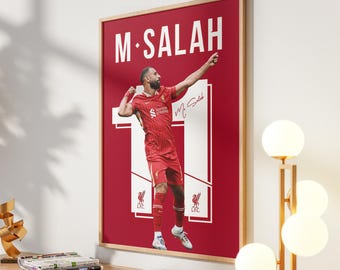 Póster de Mohamad Salah, impresión de futbolista egipcio, impresión de pared del Liverpool, póster deportivo, póster de fútbol, arte mural de fútbol