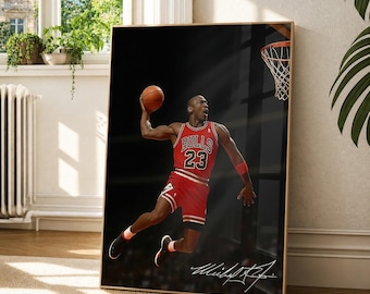 Póster de Michael Jordan, arte mural de baloncesto, imprimible motivacional, obra de arte inspiradora de atleta, decoración deportiva para el hogar.