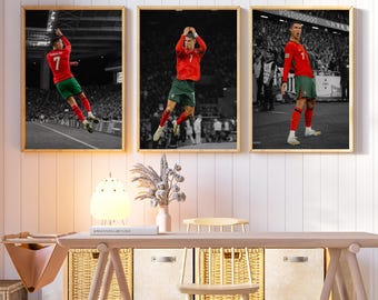 Póster de Cristiano Ronaldo, Impresión de fútbol de Portugal, Regalos de fútbol, Póster deportivo, Póster de fútbol, Arte mural de fútbol, Impresión de fútbol de Ronaldo