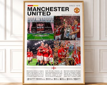 Póster del Manchester United, Arte mural del MUFC, Decoración del estadio Old Trafford, Póster de fútbol de los Diablos Rojos, Fútbol de la Premier League, Cristiano Ronaldo