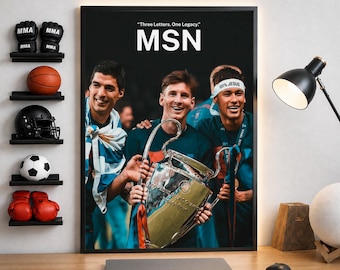 Messi-Suarez-Neymar-Poster, MSN-Wandbild, Barcelona-Legenden-Druck, Fußballposter, Fußballdeko, Barca-Geschenk