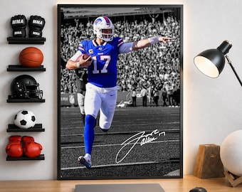 Josh-Allen-Poster, signiertes Josh-Allen-Poster, signiertes Football-Poster, Football-Deko, NFL-Druck