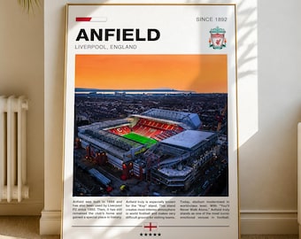 Anfield Wandbild, Fussball Wanddeko, Fussball Spielfeld, Fussball Poster Fussball, Fussball Fan Geschenk