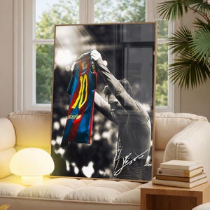 Póster de Lionel Messi, arte mural deportivo para dormitorio, póster imprimible de jugador de fútbol.
