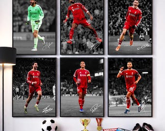 Conjunto de carteles firmados por Liverpool, Salah, Van Dijk, Szoboszlai, Gakpo, Wirtz, Alisson, Liverpool Wall Art, regalo de aficionado al fútbol, Anfield