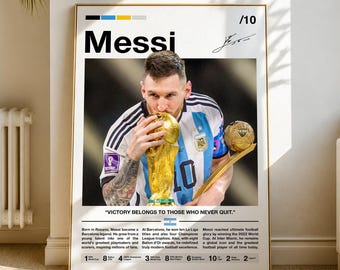 Lionel Messi Poster, Argentina Soccer Print, Football Poster, Soccer Wall Art, Soccer Fan Gift, World Cup Poster
