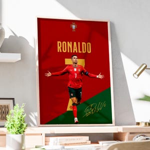 Cristiano Ronaldo poster, Ronaldo print, voetbal muurdecoratie, sportdecoratie, voetbalcadeau afbeelding 3