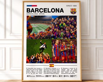 Póster del FC Barcelona, Arte de pared del Barcelona, Regalo para el aficionado del Barça, Decoración del Barcelona, Póster de fútbol, Regalo de fútbol, Lámina deportiva, Barça