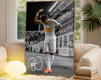 Neymar Jr Poster, signiertes Neymar Poster, Neymar Fan Geschenk, signiertes Fußball Poster, Fußball Wandkunst