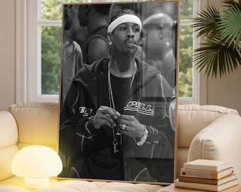 Lámina de Allen Iverson, arte mural de leyenda de la NBA, foto de baloncesto en blanco y negro, decoración de icono de la década del 2000, póster de jugador de la NBA, póster de atleta retro