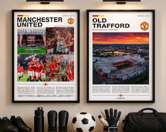 Manchester United Bundle: Old Trafford Poster, ManUnited Poster, Fußball Poster, ManUnited Fan Geschenk, Fußball Poster, Fußball Kunst