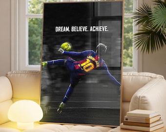 Lamine Yamal Poster, Yamal Wandkunst, Barcelona Druck, Fußballstar Druck, Kinderzimmer Sport Poster, Fußballfan Geschenk