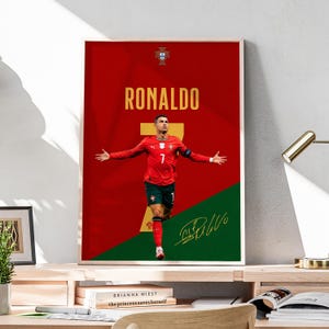 Cristiano Ronaldo poster, Ronaldo print, voetbal muurdecoratie, sportdecoratie, voetbalcadeau afbeelding 4