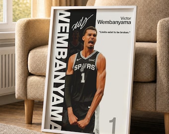 Póster de Victor Wembanyama, Impresión de pared de la NBA, Descarga digital de baloncesto, Impresión de póster de la NBA, Decoración deportiva, Regalo de la NBA