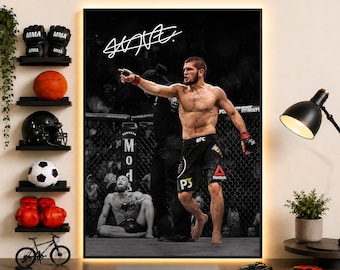 Khabib Nurmagomedov Poster,  Iconic Khabib vs Conor Mcgregor Poster, UFC Legend Wall Art, MMA Fighter Print, Khabib Wall Decor