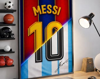 Lionel Messi Poster, Messi Wandbild, Fußballlegende-Druck, Fußballdeko, Geschenk für Messi-Fans