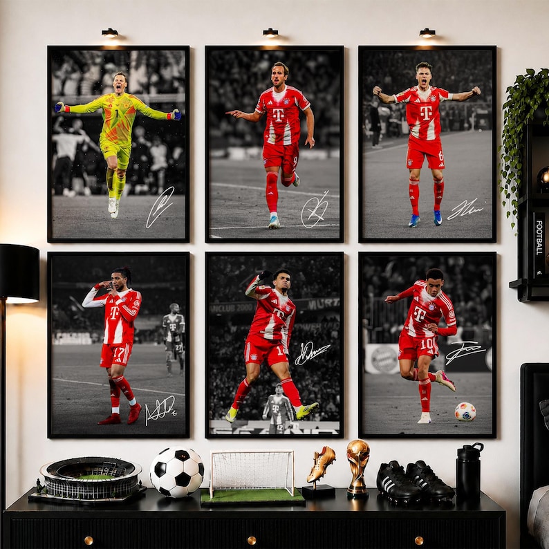 Bayern Munich Signed Poster Set, Harry Kane, Michael Olise, Luis Diaz, Jamal Musiala, Manuel Neuer, Joshua Kimmich, Soccer Fan Gift image 1