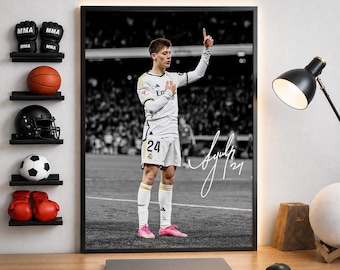 Arda Guler Poster, signiertes Fußballposter, Fußballdeko