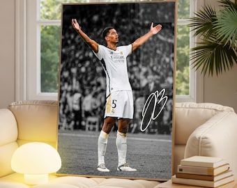 Jude Bellingham Poster, signierter Bellingham-Druck, Geschenk für Bellingham-Fans, signiertes Fußballposter, Fußballdekoration