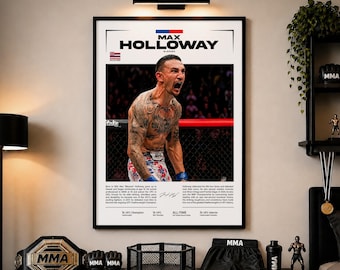 Max Holloway Poster, UFC-Kämpfer-Wandbild, MMA-Druck, Fitnessstudio-Dekoration, Geschenk für UFC-Fans