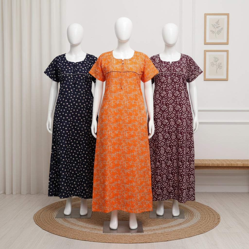 knee length dresses for ladies 2 Pc Night Wear Premium Linen Dress 2024 – Wearza main image 1