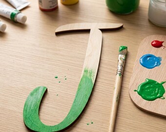 Insegna in legno con lettere, regalo decorativo, iniziali, arte, pittura, decorazione murale