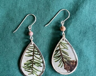Handmade Lightweight Resin Dangle Earrings | Hemlock Branches