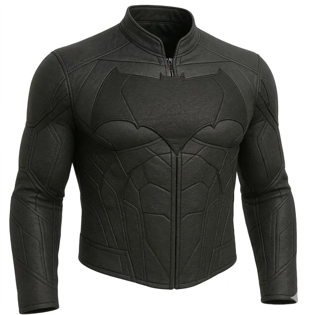 batman black and grey leather jacket