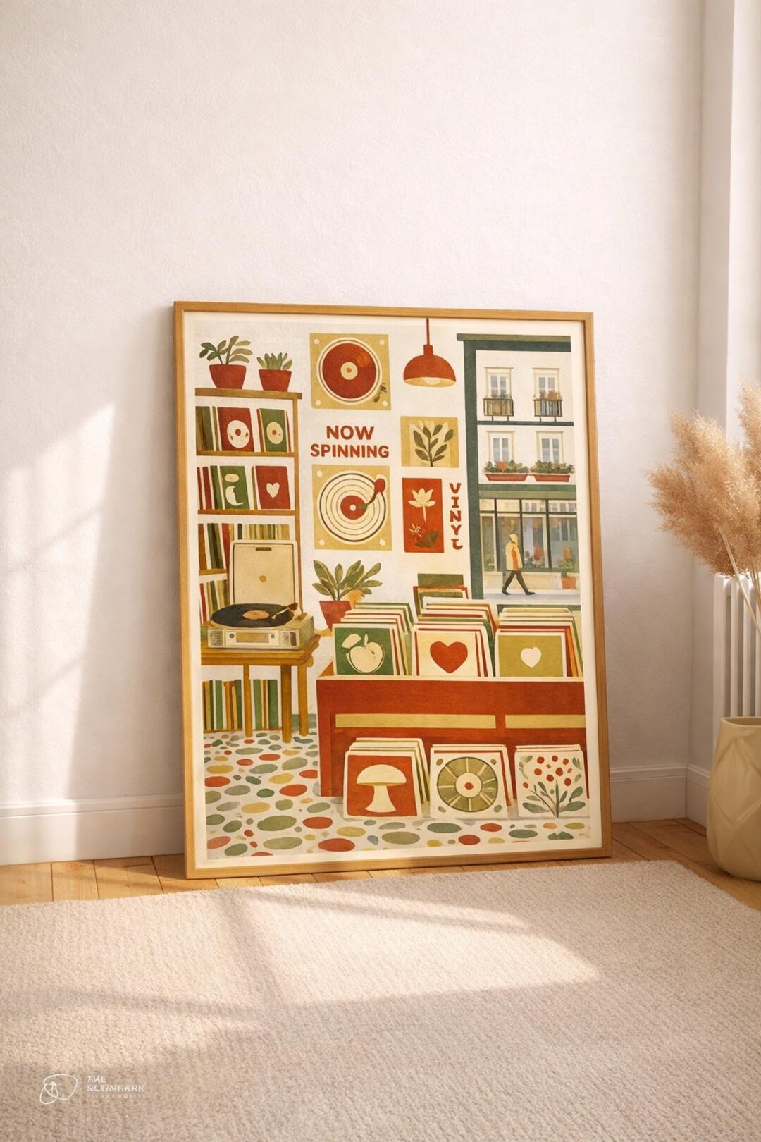 Retro Record Shop Illustration Poster | Vintage Vinyl Store Wall Art ...