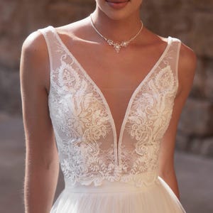 Braut Oberteil aus Spitze ivory - Spitzen Top  – Boho Brautoberteil für Standesamt & Hochzeit | Brautkleid Alternative